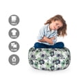thumbnail image 2 of Floral Storage Toy Bag Chair, Vintage Style Flowers Arrangement and Polka Dots Romantic Feels, Stuffed Animal Organizer Washable Bag, Small Size, Sea Green Dark Indigo, by Ambesonne, 2 of 3