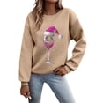 thumbnail image 1 of Kcodviy Robes Violettes 2025 et Hiver Automne Imprimé Verre de Vin Hauts Confortables pour Femmes Chandail en Molleton Sans Capuche, 1 of 2