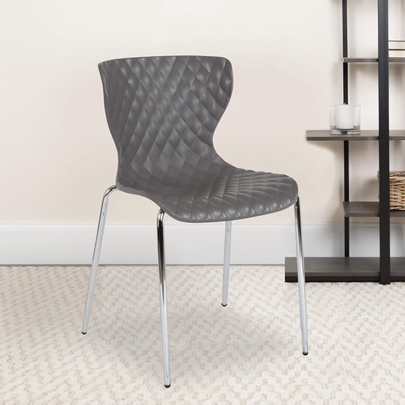 EMMA OLIVER Contemporary Design Gray Plastic Stack Chair