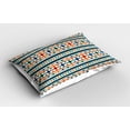 thumbnail image 2 of Ambesonne Abstract Pillow Sham 2 Pack, Aztec Geometry Prehistoric, 36"x20", Blue White and Orange, 2 of 3