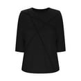 thumbnail image 3 of UAMVSH Women 3/4 Sleeve Shirts for Women Trendy Crew Neck Dressy Tunic Tops Casual Solid Color Business Work Tee Blouses(Large,Black), 3 of 6