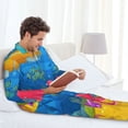 thumbnail image 6 of Lsque Submarine And Landscape Pattern Long Sleeve Pajama Set for Men - Soft 2-Piece Sleepwear and Loungewear Set with Pockets, Comfy Nightwear-Medium, 6 of 7