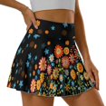 thumbnail image 5 of HELLHERO Polyester Spandex Athletic Skort for Golf Tennis Hiking, Elastic 2 Side Pockets Golf Skirts, Vintage Floral, 5 of 9