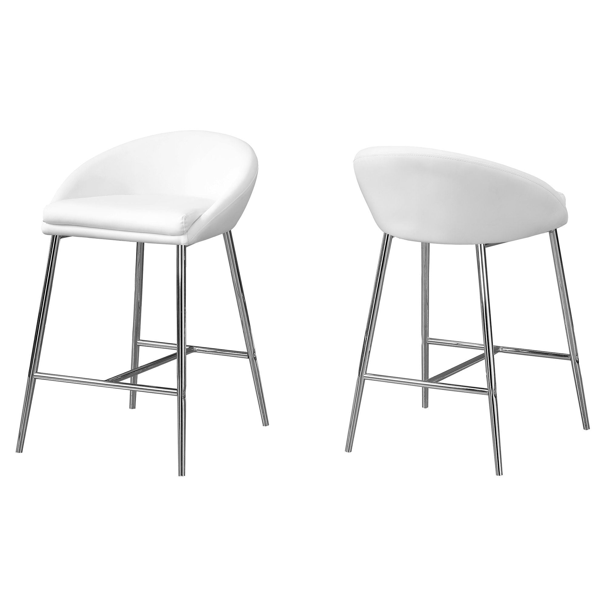 Set of 2 White Contemporary Upholstered Counter Height Barstools with Back 29.75