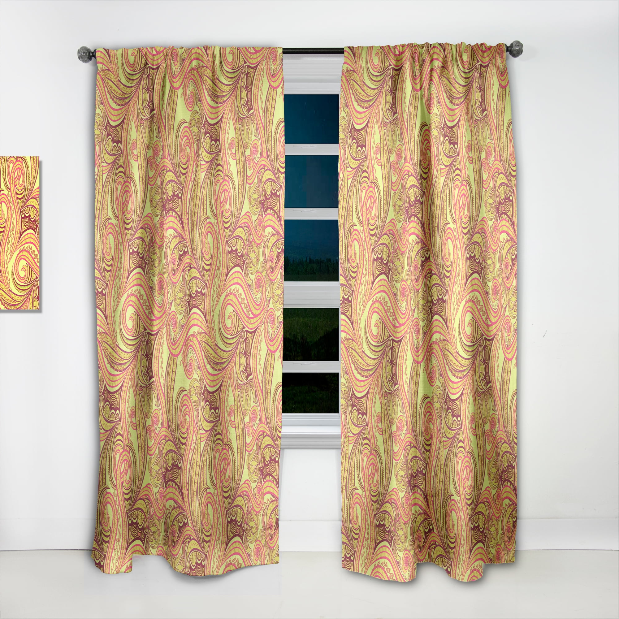 Designart 'Abstract Ornament Ethnic Pattern' Bohemian & Eclectic Curtain Panel