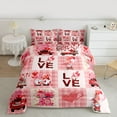 thumbnail image 2 of Feelyou Romantic Couple Gnome Bedding Comforter Set, Love Heart Print Twin Comforter Sets, Fashion Pink Patchwork Reversible Bedding Set, Ultra Soft Bedroom Decor, 2 Pieces, 2 of 8