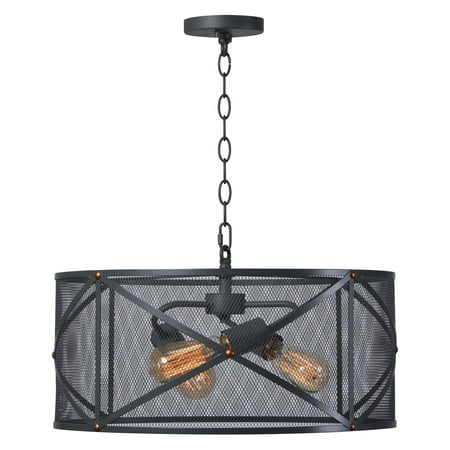 Kenroy Home Alfred Black with Brass Rivets 3 Light Pendant