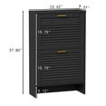 thumbnail image 4 of Shoe Storage Cabinet with 2 Flip Drawers Slim Entryway Shoe Organizer with Louvered Doors, Adjustable Shelves, Space-Saving Design for Hallway, Foyer, or Porch Hidden Shoe Rack Black, 4 of 7