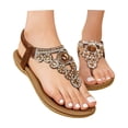 thumbnail image 1 of Women Summer Fashion Rhinestone Toe Post Sandals Bohemian Style Flip Flops Casual Beach Slides Polyester Material Non Slip All Season Comfortable Footwear, 1 of 8