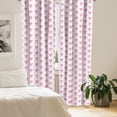 thumbnail image 2 of Ambesonne Romantic Window Curtains, Valentine's Day Shapes, Each 28" W x 95" L, Pink and White, 2 of 4