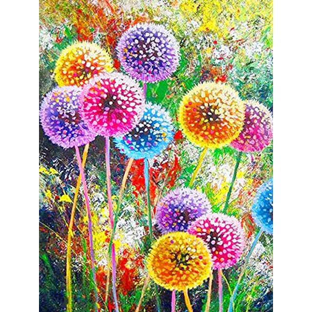 Kits de pintura de diamantes 5D colorido diente de león redondo taladro completo, pintura de bricolaje con diamantes arte abstracto flor cristal Rhinestone punto de cruz para el hogar Sincero Hogar