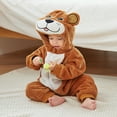 thumbnail image 4 of Odeerbi Infant Boys Girls Animal Dress Up Clothes Flannel Fleece Jumpsuits Winter Thermal Hooded Rompers Infant Cute Bodysuit Long Sleeve Hooded Onesie Infant Clothes Brown, 4 of 9