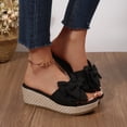 thumbnail image 2 of Wensltd Wedge Sandals for Women Solid Color Bow Round Toe Sandals Casual Open Toe Thick Sole Summer Beach Outdoor Fashion Black, 2 of 9