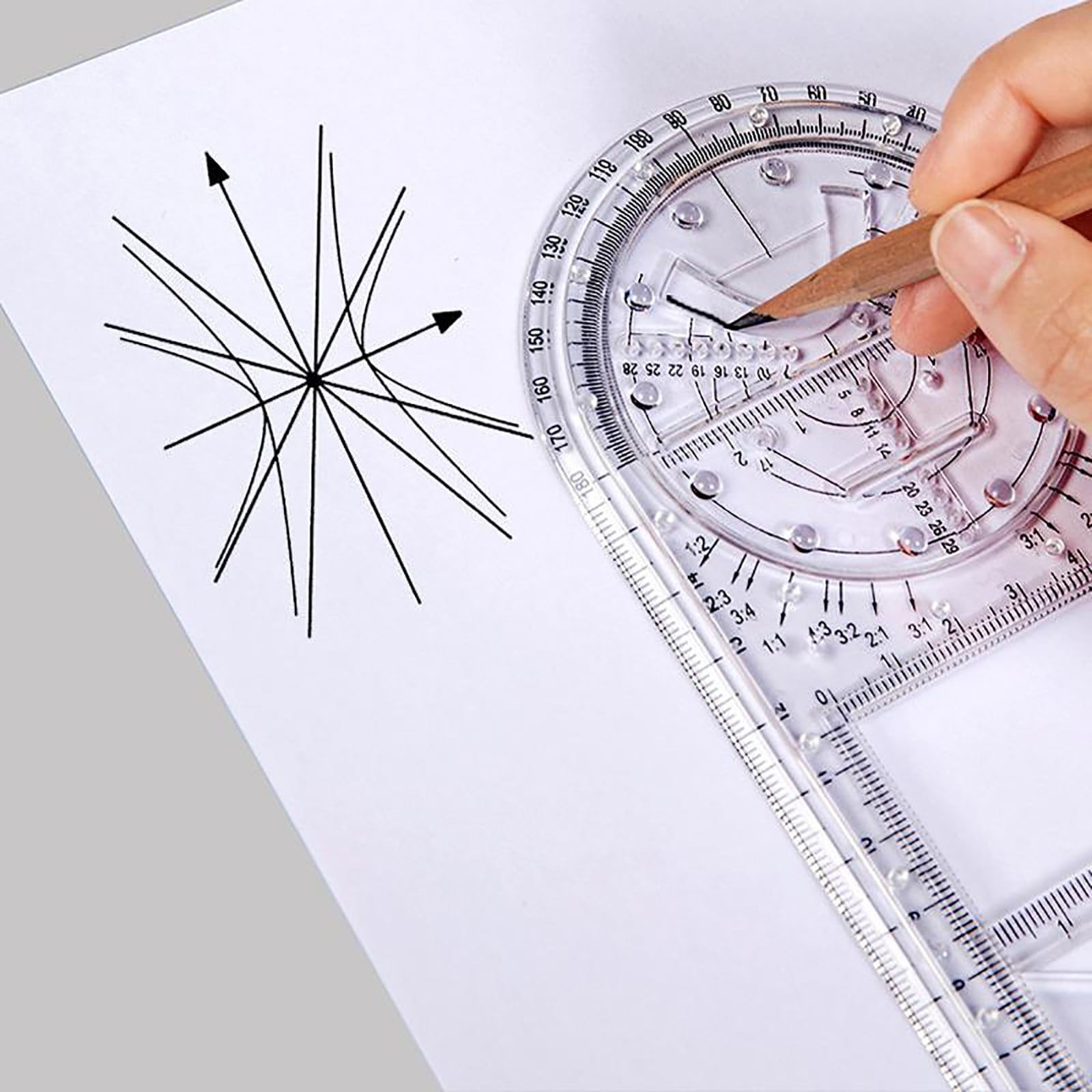 KAIY 3 Pcs Geometric Drawings Templates, Multifunctional Geometric Ruler  Measuring Tool, Plastic Draft Rulers Students for School Office Supplies,  DIY Card Craf…
