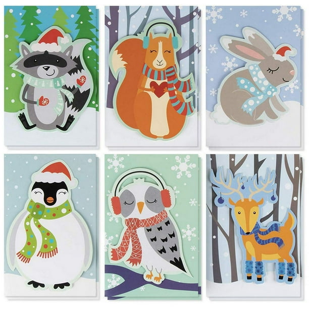 Download 48 Pack of Christmas Winter Holiday Family Greeting Cards ...