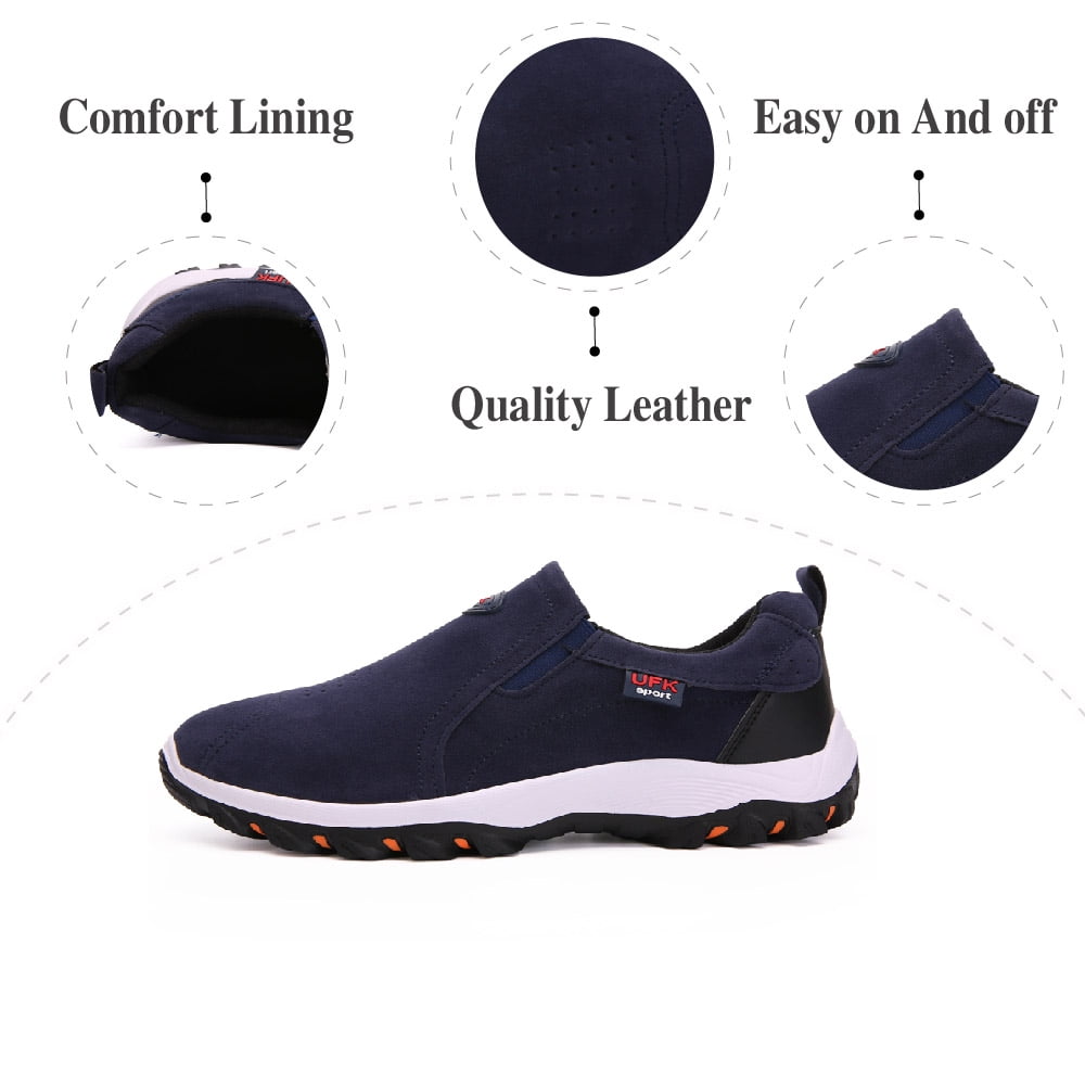Mens Hiking Mountaineering Shoes Outdoor Breathable Trekking Sneakers Lightweight Comfortable Non-slip Casual Shoes Blue 7 US