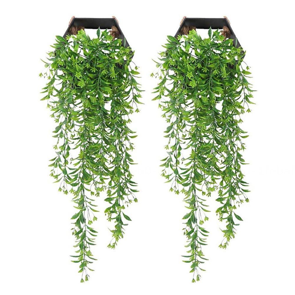2 Pack Artificial Hanging Vines Plants Plastic Fake Home Trailing