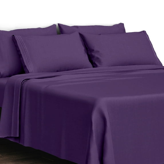 Full Size 1800 Series Soft Bed Sheets, 16 Inch Deep Pocket, Breathable, Comfortable and Fade Resistant(6pcs, Purple)