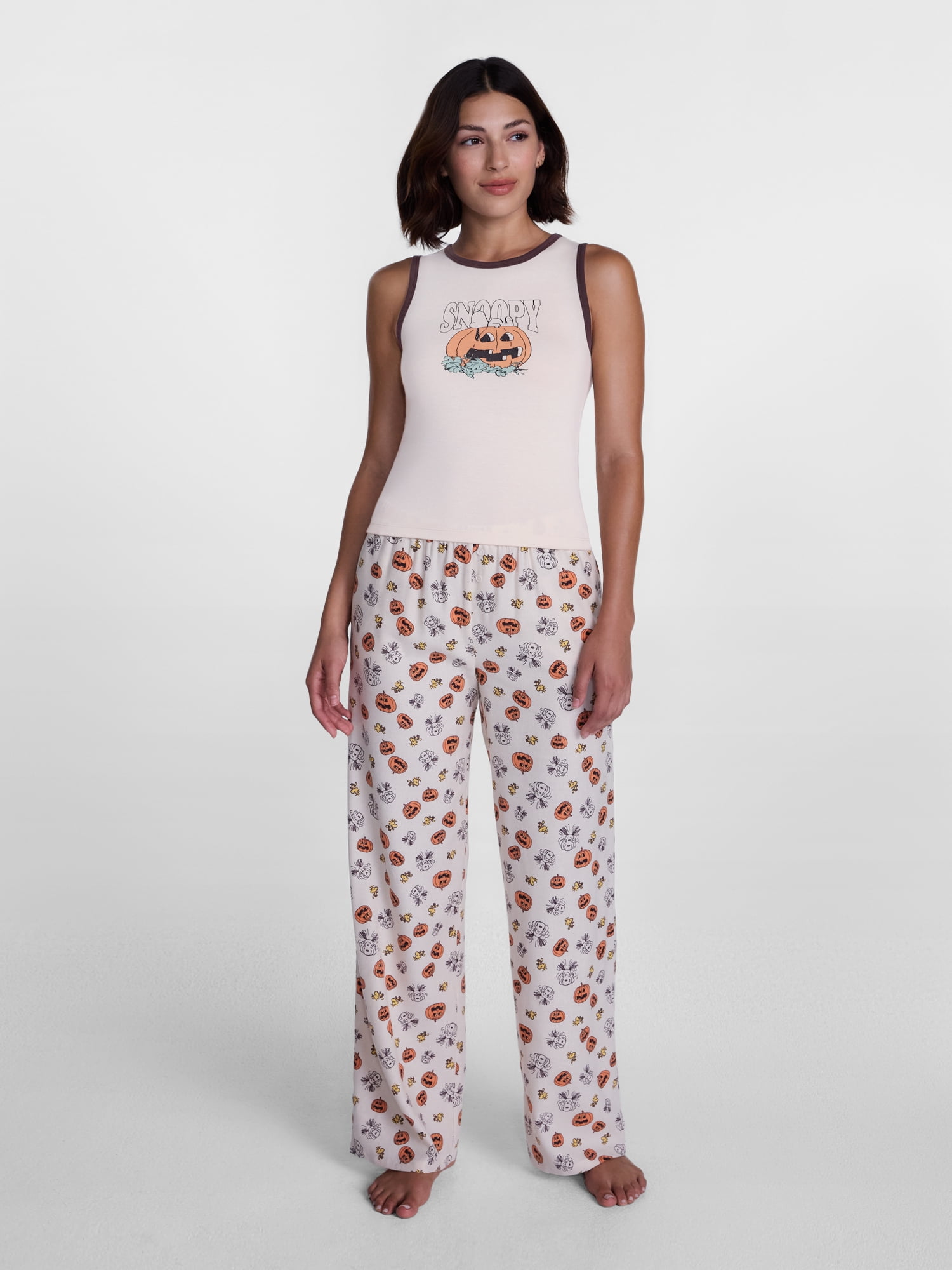 Peanuts Women's and Women's Plus Size Snoopy Pumpkin Sleep Tank Top, Sizes XS-2X