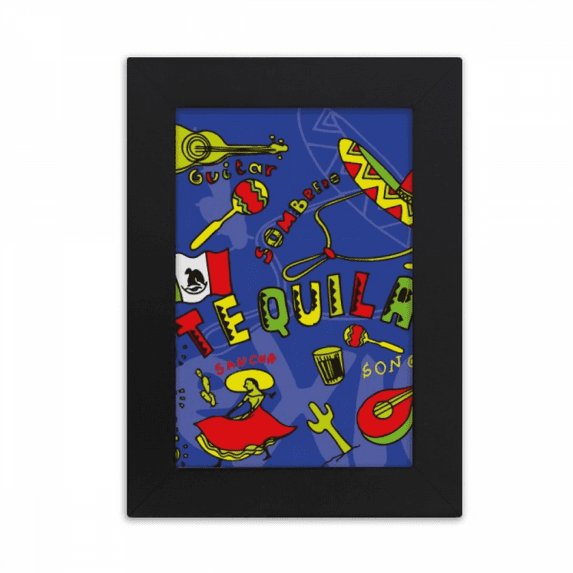 Sombrero Guitar Chili Mexico Elment Desktop Photo Frame Picture Display Art Painting Exhibit