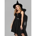 thumbnail image 6 of Lace-up ruffled strap dress sleeveless A-line punk style knee-length black dress-Light SoftRed-L, 6 of 7