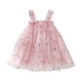 thumbnail image 1 of Hpapadks Robe Fille Sans Manches Fleurs Brodées Robe à Bretelles en Tulle Douce Robes Filles Rose 4-5 Ans, 1 of 4