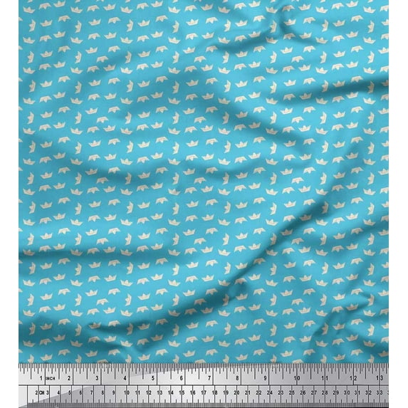 Soimoi Cotton Duck Fabric Paper Boat Art & Craft Print Fabric by Yard 56 Inch Wide