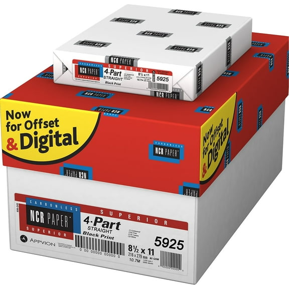 NCR Xeroform Bond Precollated Paper 8.5 x 11 inch White Canary & Pink 1250/Carton 5925N