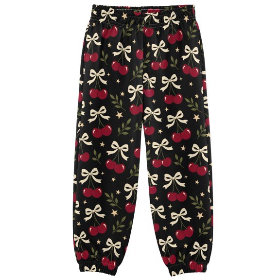 Black Background Cherry Boys Pants Kids Casual Sweatpants Joggers Toddler Sports Pants 3-10 Years