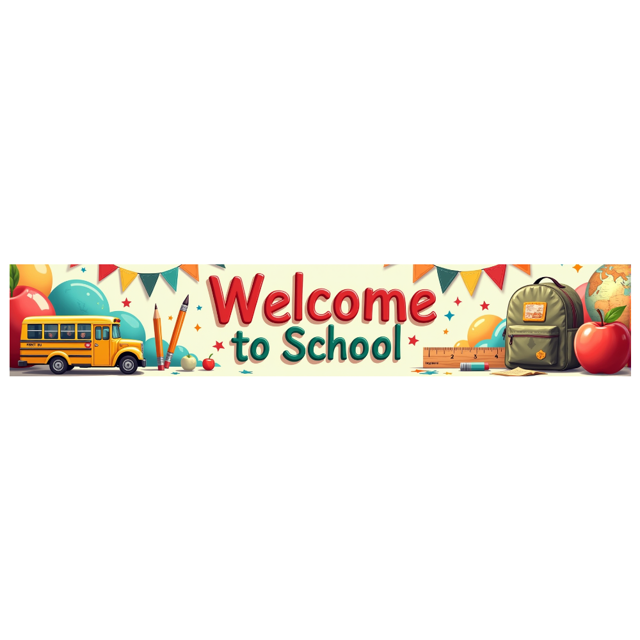 Colorful Welcome to School Banner with School Bus Backpack Apple Elements Backdrop Party Decorations for Classroom Decor School Events Back - to - School Parties Photo Backdrops