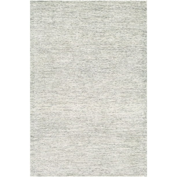 8’ x 10’ Sage Green and Cream Hand Tufted Wool Rectangular Area Throw