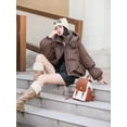 thumbnail image 4 of Abrigo cálido de invierno para mujer, chaqueta de plumón, abrigo cálido de solapa de color sólido a la moda, parka informal de calle coreana con plumón de pato 90% grueso, 4 of 5