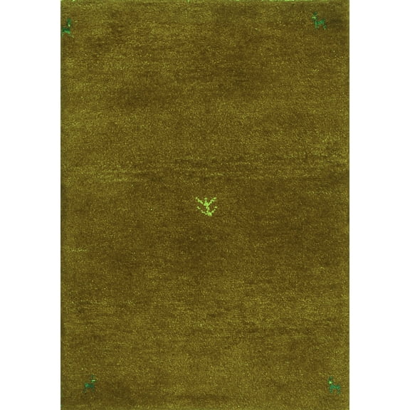 Ahgly Company Indoor Rectangle Abstract Green Contemporary Area Rugs, 5' x 7'