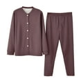 thumbnail image 2 of Thermal Pajama Sets for Men 2 Piece Fleece Lined Long Sleeve Button-Down Jackets and Pants Casual Solid Color Loungewear Homewear Pajamas Outfits Set, 2 of 6