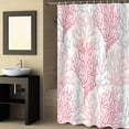 thumbnail image 2 of Fabric Shower Curtain, Summer Ocean Pink and Gray Coral Bathroom Curtain with 12 Hooks Waterproof No Bad Odor Machine Washable Bath Curtains for Bathroom, Spa Room, Background Cloth, 66"x72", 2 of 6