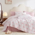 thumbnail image 2 of 3 Pieces Cartoon Bowknot Comforter Set Pink Bow Tie Knot on White Princess Bedding Set Full Comforter Set Girls Teens Gentle Lightweight Bedding Sets, 2 of 6