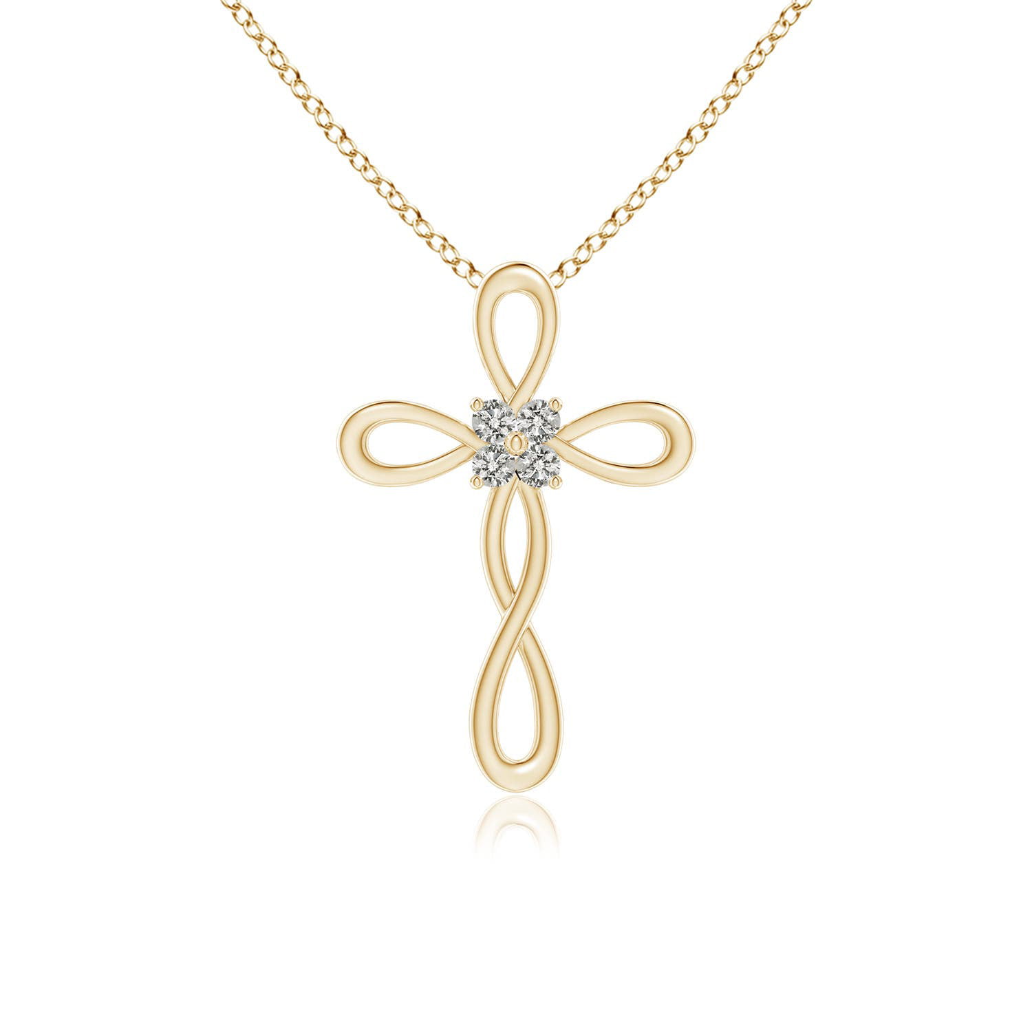 ANGARA Natural White Diamond Cross Pendant Necklace for Women in 14K Yellow  Gold (Grade-KI3 1.5mm) April Birthstone Jewelry Gift for Her Birthday 