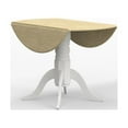 thumbnail image 6 of 3-PC - 42" Round Double Drop-Leaf Dining Table in White/Natural + White Cross Back Dining Chairs Dining Set, 6 of 10