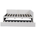 thumbnail image 4 of Upholstered Daybed with Trundle, Full Size Sofa Bed Frame with Storage Drawers in Beige Linen, 4 of 10