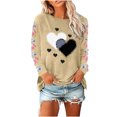 thumbnail image 3 of VKOYWKM Womens Valentine Shirts Cute Heart Print Long Sleeve T-Shirts Casual Crew Neck Holiday Tops Classic Romantic Valentine Clothes, 3 of 5