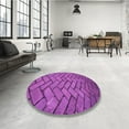 thumbnail image 3 of Ahgly Company Indoor Square Patterned Bright Neon Pink Purple Area Rugs, 8' Square, 3 of 6