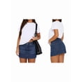 thumbnail image 3 of Womens Vintage Slim Fit Denim Mini Skirt Fashion Casual High Waist A Line Stretch Jeans Skirt L, 3 of 7
