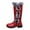 Red, variant on Winter Boots for Women Vintage Leather Buckle Strap Waterproof Mid Calf Riding Boots Pull on Lug Sole Low Heel Warm Plush Snow Booties