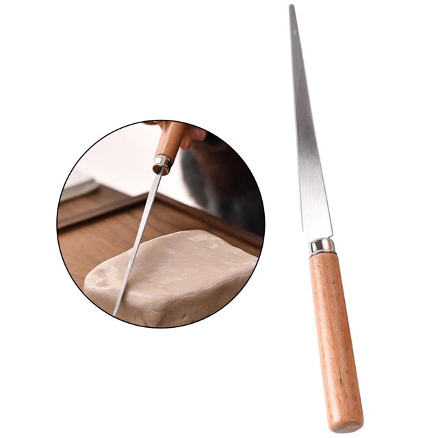 Mango de Madera Cuchillo Fettling Hoja de Acero Inoxidable Herramientas de Arte Artesanal para Esculpir Cerámica Tallado de Polímero de Cerámica Herra 21CM Soledad Fettling Clay Más lindo