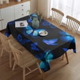 thumbnail image 2 of Black Blue Butterfly Pattern Rectangle Tablecloth 60"x84",Waterproof Polyester Rectangle Table Cloth, Wipeable Spillproof Polyester Tablecloth for Dining, Camping, Indoor and Outdoor, 2 of 5