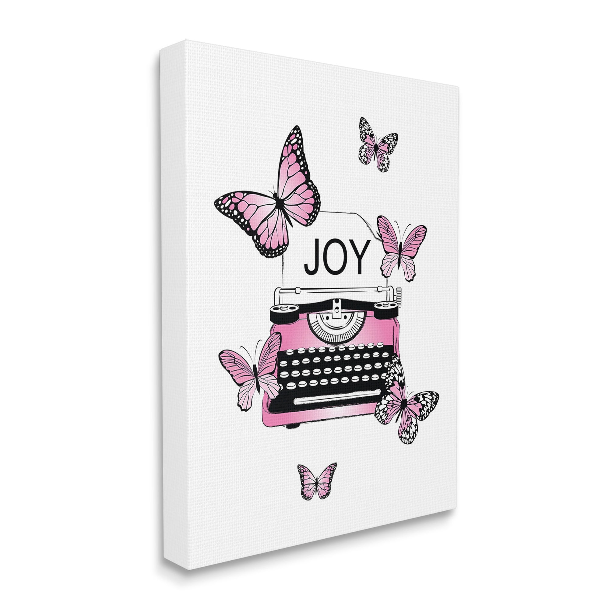 Stupell Industries Typewriter with Joy Animals & Insects Painting Gallery Wrapped Canvas Art Print Wall Art, 16 x 20