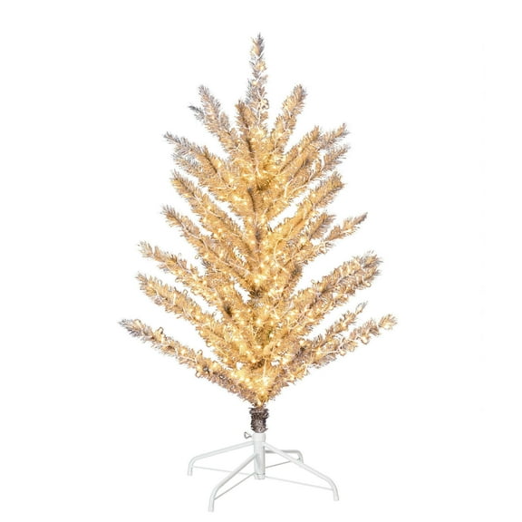 Vickerman 3' x 31" Vintage Aluminum Artificial Tree, Warm White Low Voltage LED 3mm Lights.