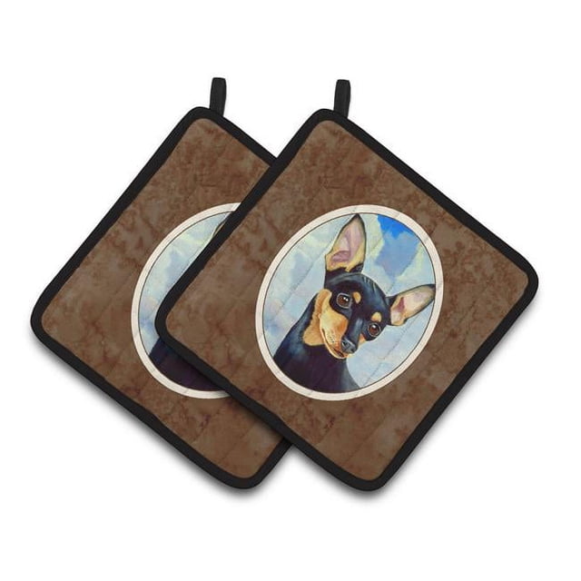 Carolines Treasures 7073PTHD Min Pin Noir & Beige Paire de Supports de Pot