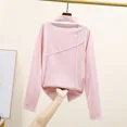 thumbnail image 3 of 2024 Otoño Invierno Camisetas de manga larga para mujer Tops de polar para oficina para mujer Suéteres de color sólido Ropa informal femenina de corte entallado, 3 of 5