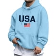 thumbnail image 2 of ZOYOEN Mens Graphic Hoodie with Drawstring- Long Sleeve Trendy Relaxed Fit Casual Pullover Sweatshirt Light Blue Size M, 2 of 6
